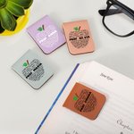 Segnalibro magnetico in pelle personalizzato con nome e motivo a forma di mele multicolore regalo di ringraziamento e ritorno a scuola per insegnanti