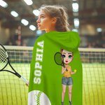 Personifierad flerfärgad tennisboll sport tecknad karaktär mjuk huva filt med namn och nummer födelsedagspresent för kvinnor sportälskare