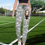 Personalized Multicolor Soccer Cartoon Character Men's Women's Sports Sweatpants with Name and Number Game Day Birthday Gift for Men Women