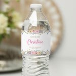 Personalized Floral God Bless Waterproof Bottle Label Stickers with Name and Date First Communion Church Wedding Decor for Christians