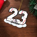 Personalised Christmas Light Baseball Number Acrylic Ornament with Name Home Decor Christmas Birthday Gift for Family Friends Baseball Lovers