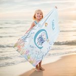 Asciugamano da spiaggia personalizzato con nome iniziali e stampa animali marini ad asciugatura rapida oversize regalo di compleanni per bambini