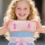 Personalised Large Capacity Pencil Apple Three Compartments Name Pencil Case Pouch Bag School Supplies Back to School Gift for Kids