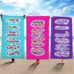 Personalisierte Multicolor Floral Name Oversized schnell trocknen Strand Handtuch Sommer Urlaub Strand Party Geburtstag Geschenk für Frauen