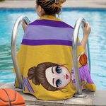 Personalisierte Ballsport Cartoon Charakter Monogramm Streifen schnell trocken überdimensioniert Strand Handtuch mit Namen Strand Party Geburtstagsgeschenk für Sportliebhaber