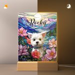 Gepersonaliseerd gebrandschilderd glas Hond Kat Portret Acryl Nachtlampje met naam en houten basis Home Decor Verjaardagscadeau voor huisdiereigenaren