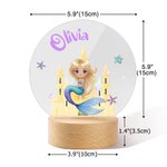 Personalised Fantasy Mermaid Princess Acrylic LED Night Light with Wooden Base and Name Birthday Children's Day Gift for Girls Daughters