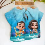 Personlig 3D tecknad karaktär undervattensvärld mjuk snabbtorkande barn huva strandhandduk med namn sommar semester resor födelsedagspresent för pojkar flickor