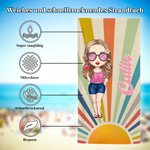 Personalisiertes Retro Sonnenstrahlen Cartoon Weiches Schnelltrockendes Strandtuch mit Namen Reise-Zubehör Geburtstag Geschenk für Familie Freund