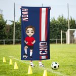 Personalisierte Ballsport Cartoon Charakter Monogramm Streifen schnell trocken überdimensioniert Strand Handtuch mit Namen Strand Party Geburtstagsgeschenk für Sportliebhaber