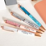 Penne a sfera personalizzate con nome fiore di nascita e motivo DNA liquido di sabbia dinamico effetto glitter regalo per amici e personale medico