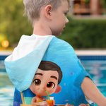 Personlig 3D tecknad karaktär undervattensvärld mjuk snabbtorkande barn huva strandhandduk med namn sommar semester resor födelsedagspresent för pojkar flickor