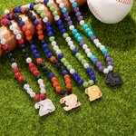 Personalized Magnetic Sparkle Rhinestone Disco Ball Baseball Sports Name Beaded Necklace Game Day Birthday Gift for Ball Game Lovers Players