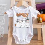 Personalized Cartoon Booey 1-6 Dog Ghosts Design 100% Cotton Baby Bodysuit with Name First Halloween Baby Shower Gift for Newborns