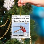 Personalised The Sport Times Newspaper Design Acrylic Ornament with Photo and Text Tree Decor Christmas Birthday Gift for Sports Lovers