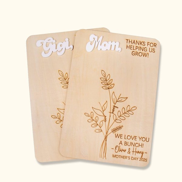 Personalized Thanks For Helping Us Grow Flowers and Kids' Handprints Wooden Sign Mother's Day Gift for Mom Women