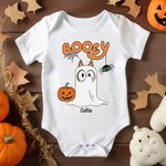 Personalized Cartoon Booey 1-6 Dog Ghosts Design 100% Cotton Baby Bodysuit with Name First Halloween Baby Shower Gift for Newborns