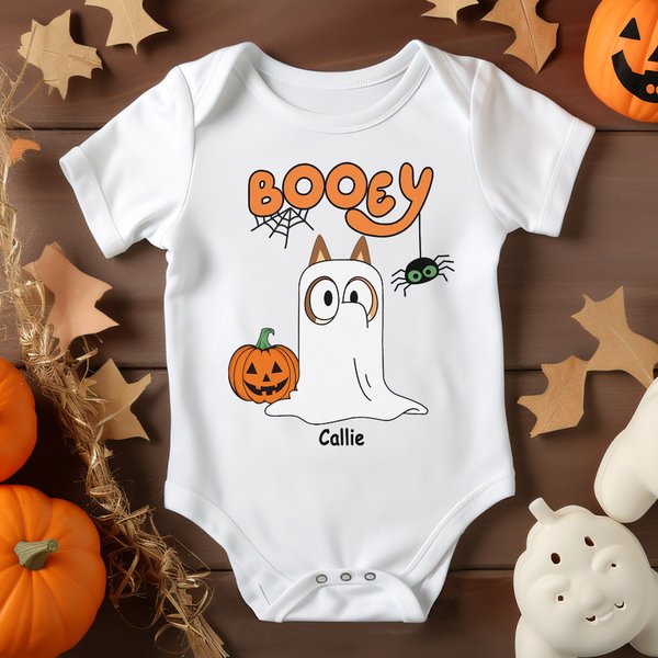Personalisierte Cartoon Booey 1-6 Hund Gespenster Design 100% Baumwolle Baby Bodysuit mit Namen erste Halloween Baby Shower Geschenk für Neugeborene