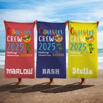 Serviette de plage surdimensionnée à séchage rapide personnalisée avec nom Cousin Crew Multicolore Voyage essentiel Anniversaire Vacances d'été Cadeau pour enfants
