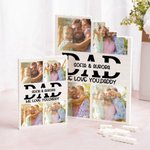 Personalised 4 Dad Photos Collage Building Brick Puzzles with Name and Text Father's Day Birthday Gift for Dad Grandpa