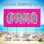 Personalisierte Multicolor Floral Name Oversized schnell trocknen Strand Handtuch Sommer Urlaub Strand Party Geburtstag Geschenk für Frauen