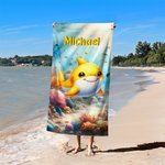 Personalizzato Mondo Sommerso Carino Cartoon Animali Marini Morbido Asciugatura Rapida Asciugamano da Spiaggia Sovradimensionato con Nome Festa Piscina Spiaggia Regalo di Compleanno per Bambini