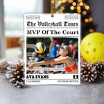 Personalised The Sport Times Newspaper Design Acrylic Ornament with Photo and Text Tree Decor Christmas Birthday Gift for Sports Lovers