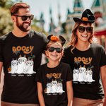 Personalized Booey Cute Dog Ghost Pumpkin 100% Cotton Kid Aldult T-shirt with 1-6 Names Halloween Party Gift for Family Kids Friends
