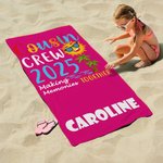 Serviette de plage surdimensionnée à séchage rapide personnalisée avec nom Cousin Crew Multicolore Voyage essentiel Anniversaire Vacances d'été Cadeau pour enfants