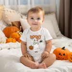 Personalized Cartoon Booey 1-6 Dog Ghosts Design 100% Cotton Baby Bodysuit with Name First Halloween Baby Shower Gift for Newborns