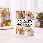 Personalised 4 Dad Photos Collage Building Brick Puzzles with Name and Text Father's Day Birthday Gift for Dad Grandpa