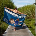 Personalisierte Ballsport Cartoon Charakter Monogramm Streifen schnell trocken überdimensioniert Strand Handtuch mit Namen Strand Party Geburtstagsgeschenk für Sportliebhaber