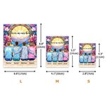 Henkilökohtainen sarjakuva perhehahmo lasimaalaus rakennus tiili palapelit nimi ja teksti Syntymäpäivä muistolahja perheelle ystävät