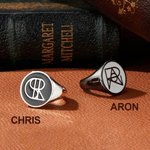 Personalizado Unisex Monograma Nombre Logo Signet Anillo Dainty Joyería Cumpleaños Graduación Aniversario Regalo para Hombres Mujeres