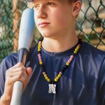 Personalized Magnetic Sparkle Rhinestone Disco Ball Baseball Sports Name Beaded Necklace Game Day Birthday Gift for Ball Game Lovers Players