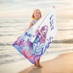 Personalisierte Fantasy Meerjungfrau schnell trocknend überdimensioniert Mikrofaser Strandtuch mit Namen Urlaub Strand Reisen Zubehör Geburtstag Geschenk für Mädchen Kinder