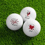 Personalized Funny Red Kiss Lip Heart Set of 3 Golf Ball with Names Birthday Valentine's Day Anniversary Gift for Golf Lover Couple