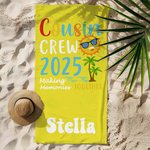 Serviette de plage surdimensionnée à séchage rapide personnalisée avec nom Cousin Crew Multicolore Voyage essentiel Anniversaire Vacances d'été Cadeau pour enfants