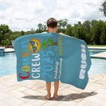 Serviette de plage surdimensionnée à séchage rapide personnalisée avec nom Cousin Crew Multicolore Voyage essentiel Anniversaire Vacances d'été Cadeau pour enfants
