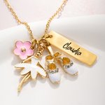 Collana personalizzata con charm a forma di ballerina scarpette fiore e targhetta del nome regalo di compleanno per donne ragazze e ballerine