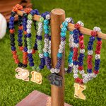 Personalized Magnetic Sparkle Rhinestone Disco Ball Baseball Sports Name Beaded Necklace Game Day Birthday Gift for Ball Game Lovers Players