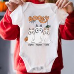 Personalized Cartoon Booey 1-6 Dog Ghosts Design 100% Cotton Baby Bodysuit with Name First Halloween Baby Shower Gift for Newborns