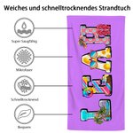 Personalisiertes Schnelltrocknendes Strandtuch im Sommer-Design mit Namen Urlaub Geburtstagsgeschenk für Familie Freund