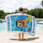 Toalla de playa de gran tamaño, de secado rápido y con nombre, personalizada, para niños, niñas y adolescentes, con dibujos animados en 3D, ideal para viajes de verano y como regalo de vacaciones.