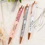 Penne a sfera personalizzate con nome fiore di nascita e motivo DNA liquido di sabbia dinamico effetto glitter regalo per amici e personale medico