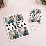 Personalised 4 Dad Photos Collage Building Brick Puzzles with Name and Text Father's Day Birthday Gift for Dad Grandpa