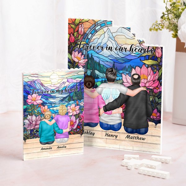 Puzzle de briques de construction en vitrail personnalisé avec nom et texte Cadeau d'anniversaire pour la famille et les amis