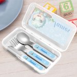 Personalized Cute Puppy Fantasy Unicorn Animal Safe Stainless Steel Kid’s Fork Spoon Knife 3 Pcs Cutlery Set with Name and Case Birthday Gift for Kids