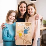 Personalised Thanks For Helping Us Grow Flowers and Kids' Handprints Wooden Sign Mother's Day Gift for Mom Women