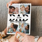 Personalised 4 Dad Photos Collage Building Brick Puzzles with Name and Text Father's Day Birthday Gift for Dad Grandpa
